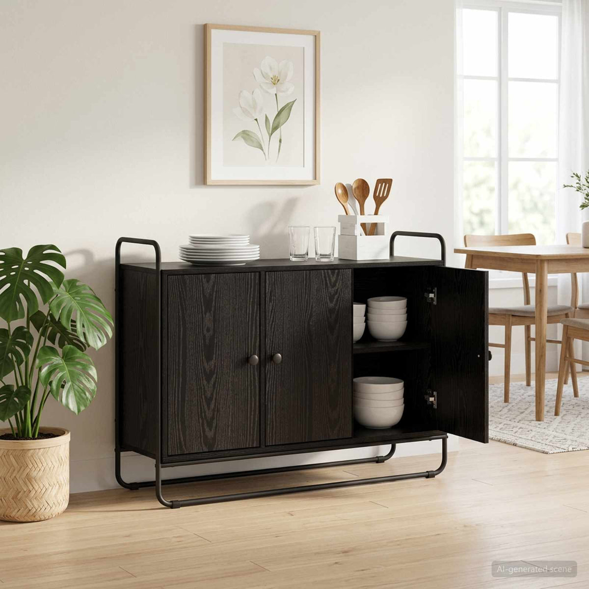 Dressoir Zwart eiken 102 x 35 x 75 cm Bewerkt hout is nu te koop bij PeponiXL, paradijselijk wonen!