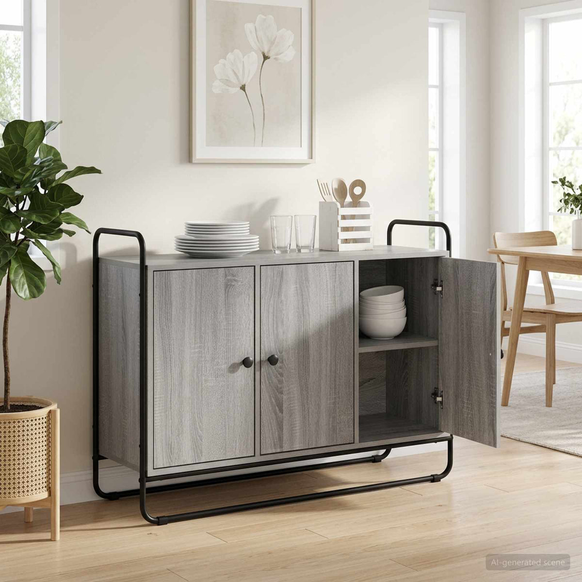 Dressoir Grijs Sonoma 102 x 35 x 75 cm Bewerkt hout is nu te koop bij PeponiXL, paradijselijk wonen!