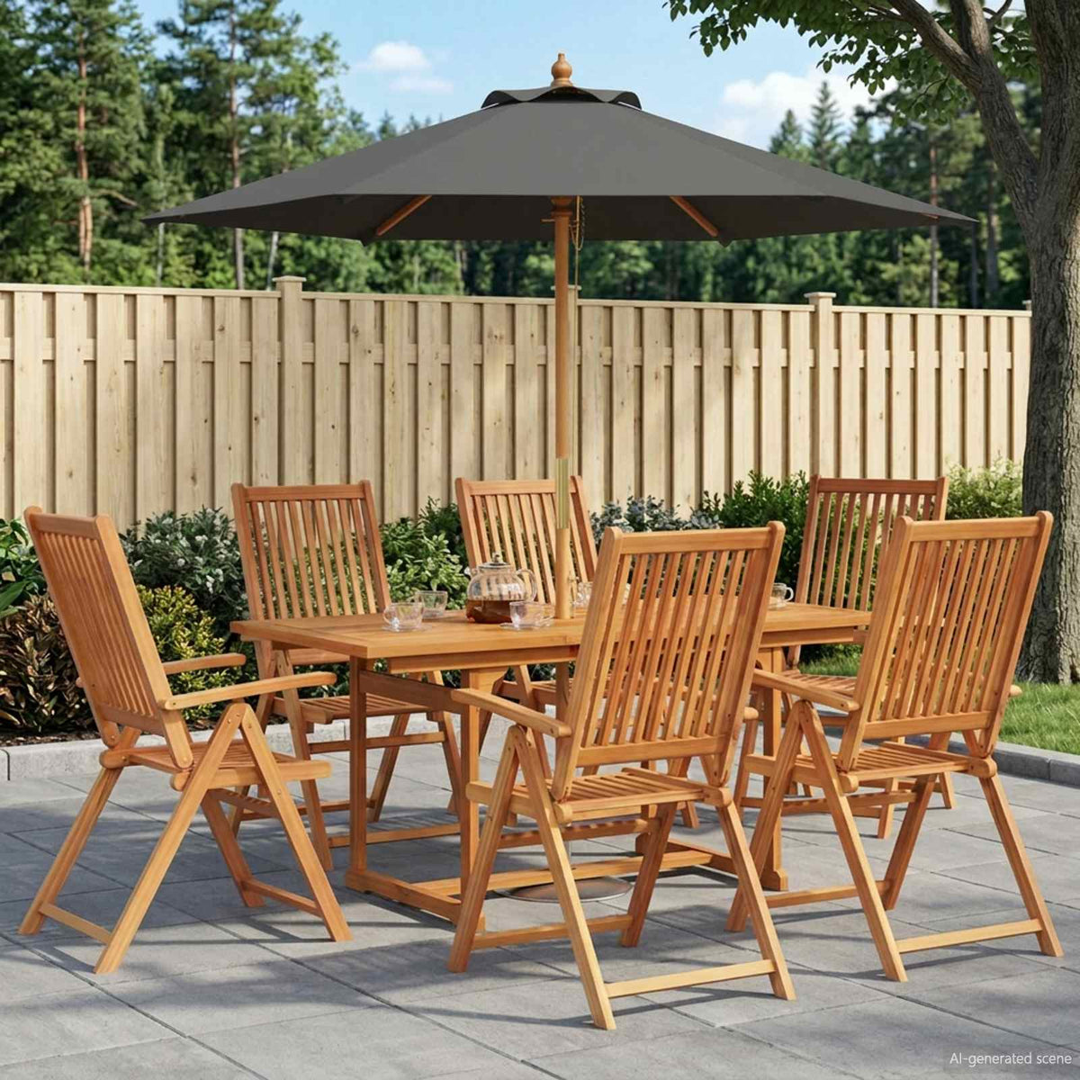 Buiten Eetset met Parasol 8 st Anthraciet en Natuurlijk is nu te koop bij PeponiXL, paradijselijk wonen!
