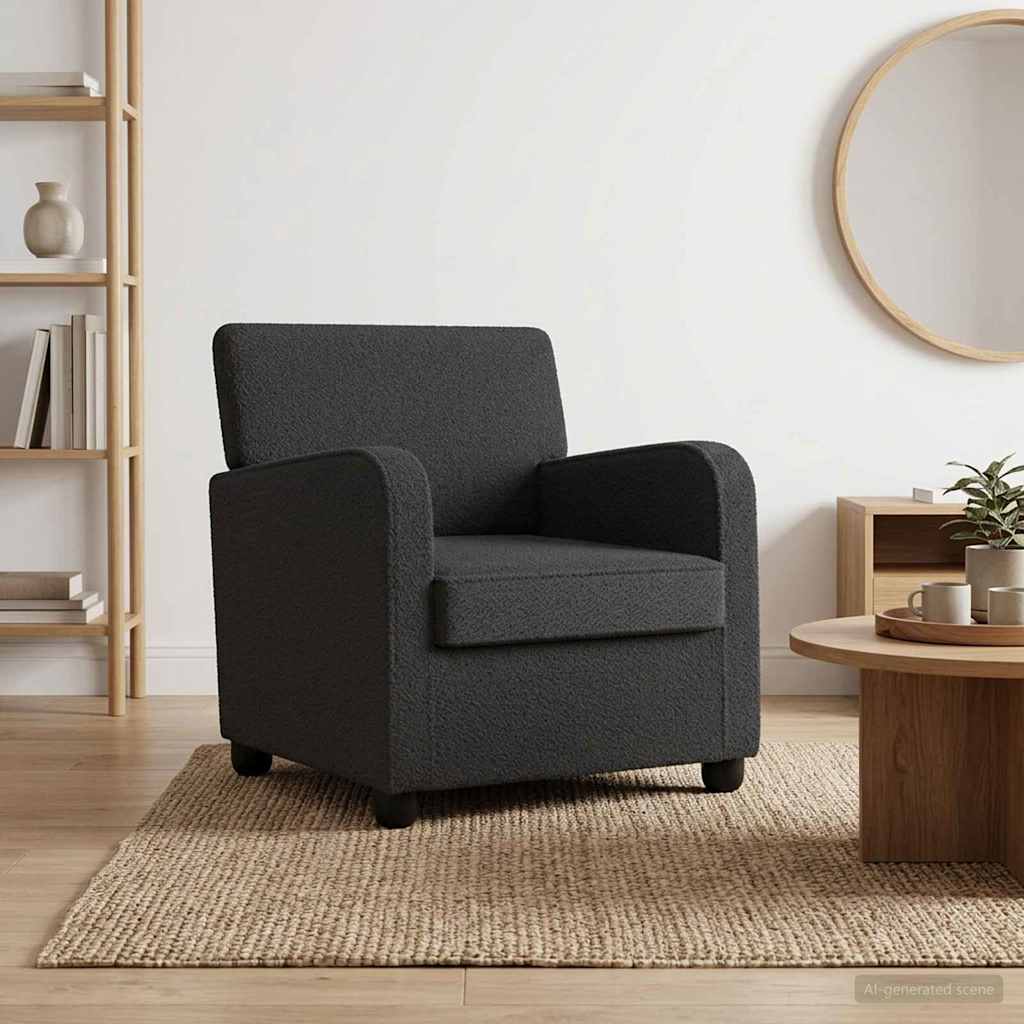 Fauteuil Donkergrijs Kunstlamswol is nu te koop bij PeponiXL, paradijselijk wonen!