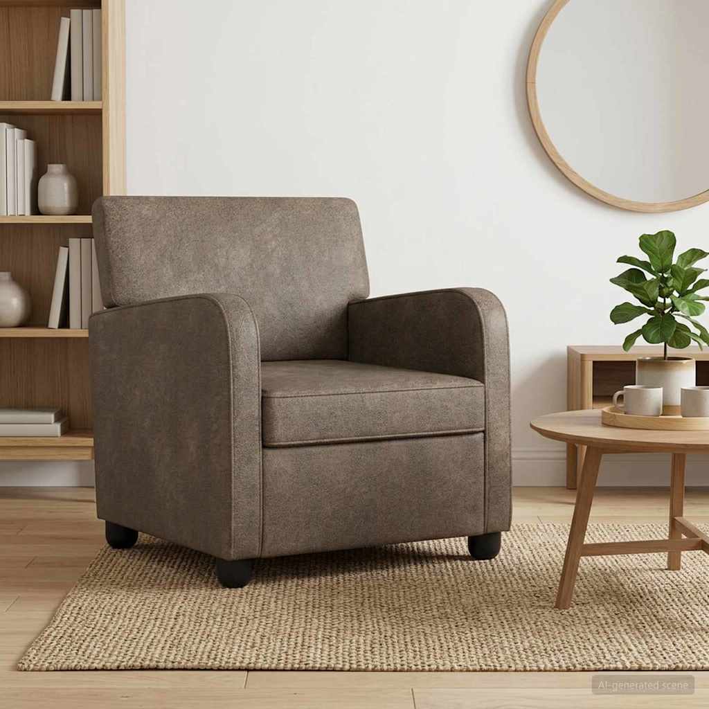 Fauteuil Donkergrijs Nep Suede Leer is nu te koop bij PeponiXL, paradijselijk wonen!