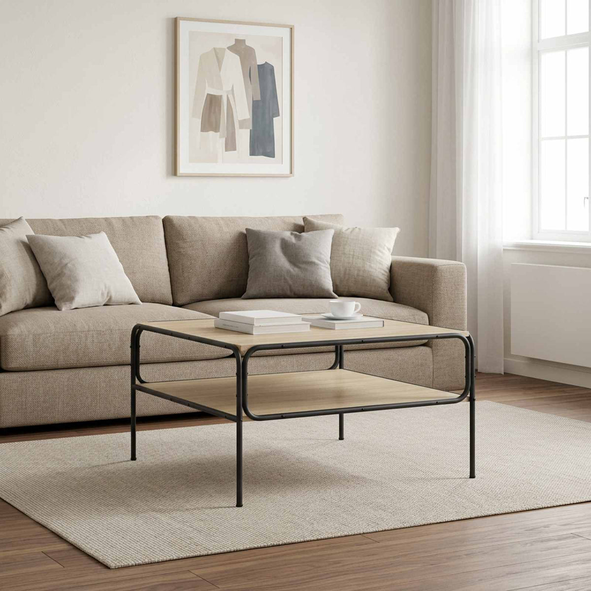 Bijzettafel Sonoma Eiken 100 x 50 x 46 cm Bewerkt hout is nu te koop bij PeponiXL, paradijselijk wonen!