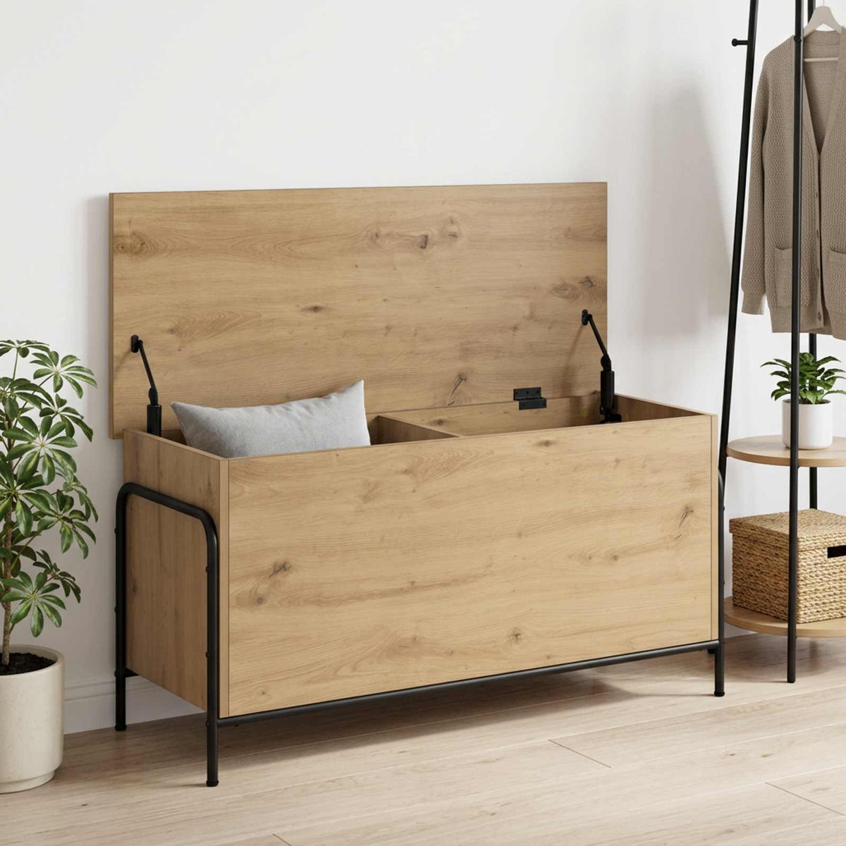 Opbergbox Artisanaal eiken 80 x 40 x 49,5 cm Bewerkt hout is nu te koop bij PeponiXL, paradijselijk wonen!