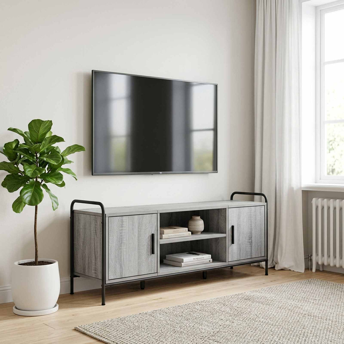 Tv-meubel 119 x 33 x 50 cm Grijs Sonoma is nu te koop bij PeponiXL, paradijselijk wonen!