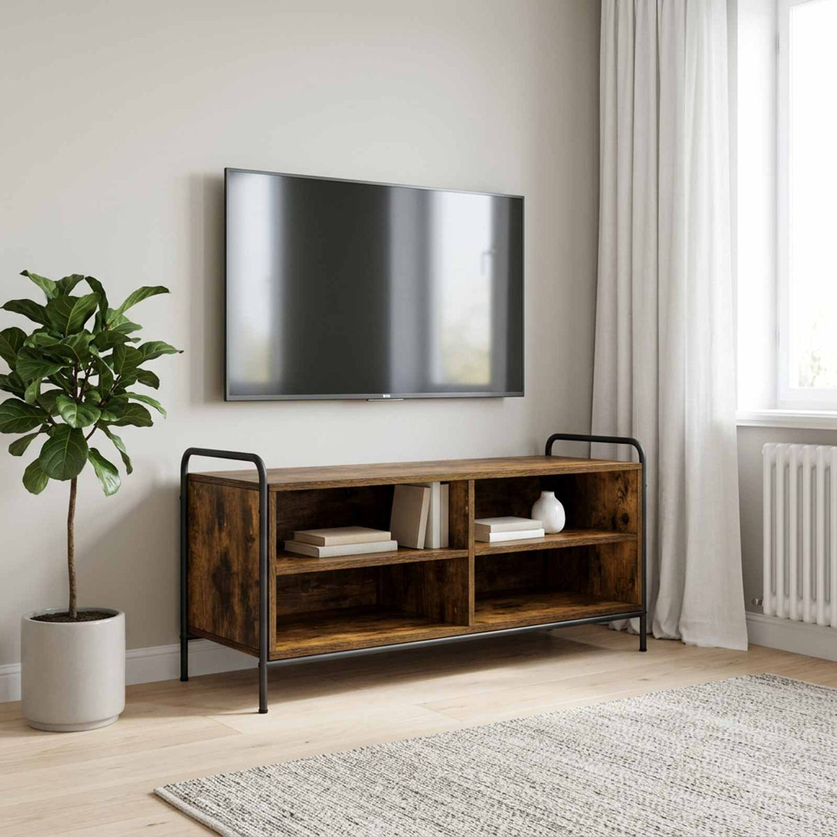 vidaXL Tv-meubel 140 x 39,5 x 50 cm Gerookt eiken Bewerkt hout