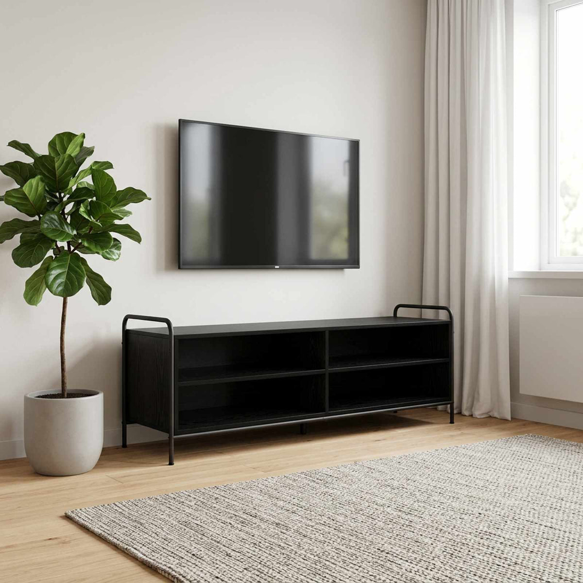 Tv-meubel 140 x 39,5 x 50 cm Zwart eiken Bewerkt hout is nu te koop bij PeponiXL, paradijselijk wonen!