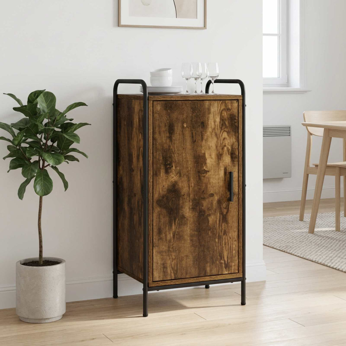 Dressoir Gerookt eiken 97 x 33 x 81 cm Bewerkt hout is nu te koop bij PeponiXL, paradijselijk wonen!