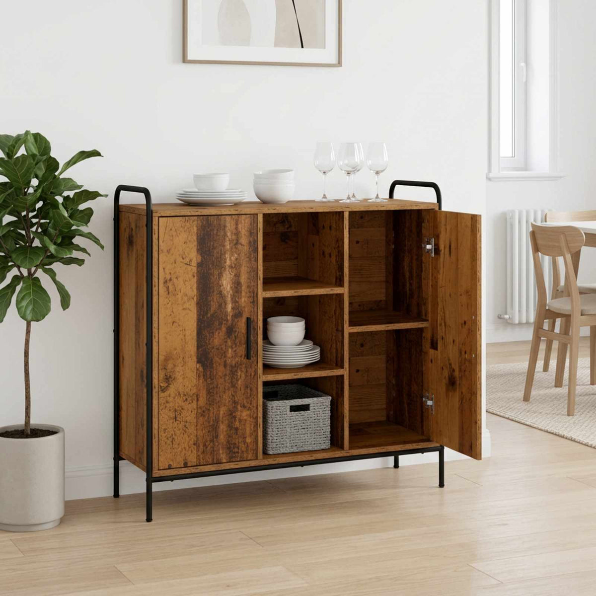Dressoir Oud hout 97 x 33 x 81 cm Bewerkt hout is nu te koop bij PeponiXL, paradijselijk wonen!