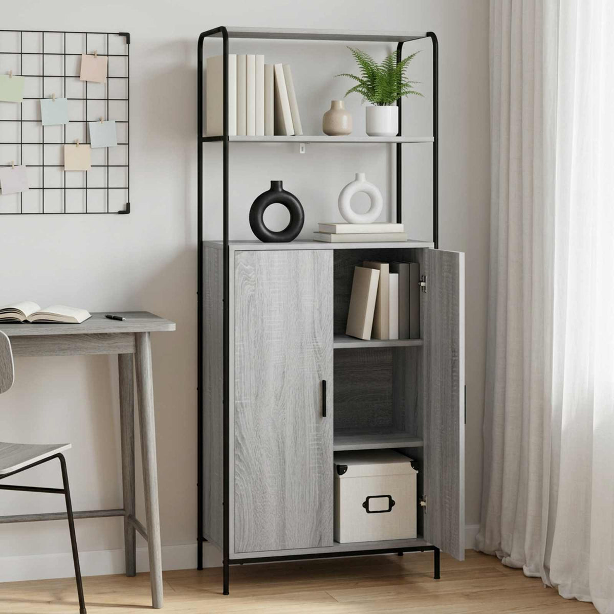 Hoge kast Grijs Sonoma 40 x 33 x 161 cm Bewerkt hout is nu te koop bij PeponiXL, paradijselijk wonen!