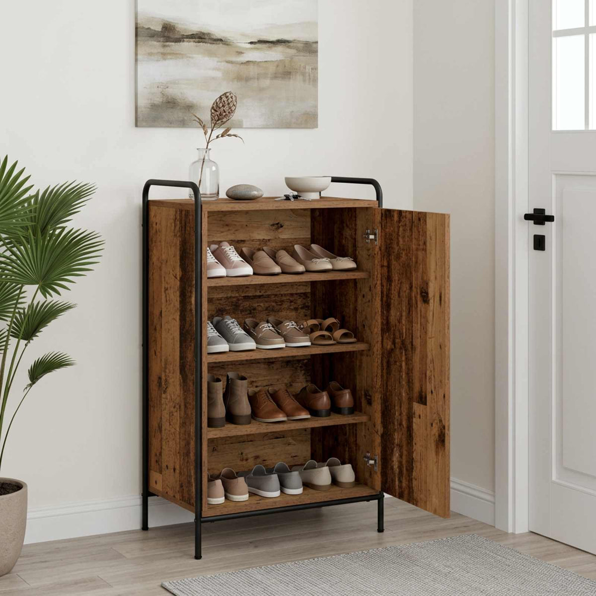 Schoenenkast 51 x 36,5 x 93 cm Bewerkt hout Oud hout is nu te koop bij PeponiXL, paradijselijk wonen!