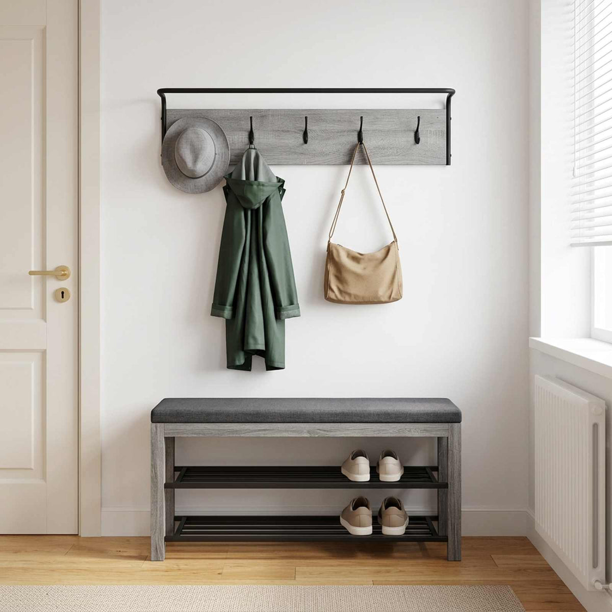 Kapstok Grijs Sonoma 100 x 30 x 25 cm Bewerkt hout is nu te koop bij PeponiXL, paradijselijk wonen!