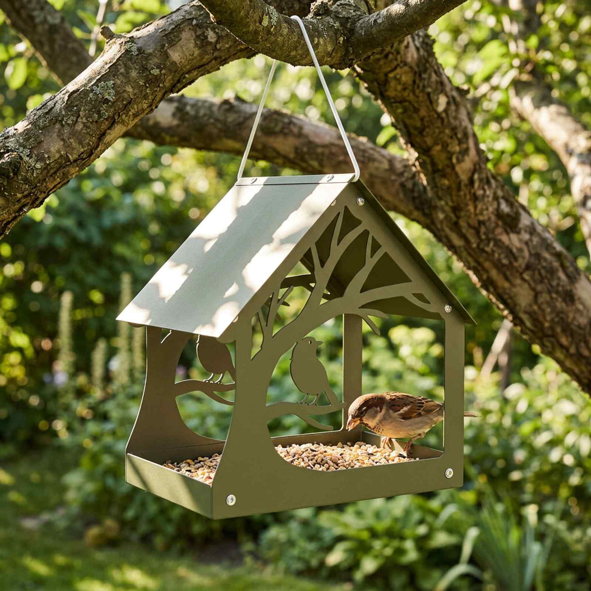 Hangend vogelvoederhuisje Staal Olijfgroen is nu te koop bij PeponiXL, paradijselijk wonen!