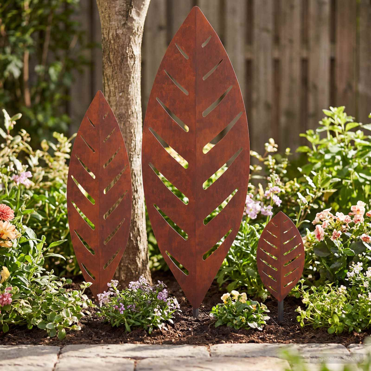 Tuinsteak 3 st 116,5 x 35 x 3 cm Roestkleurig weervast staal is nu te koop bij PeponiXL, paradijselijk wonen!