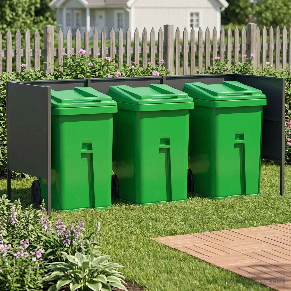 Afvalcontainer scherm 249 x 85 x 113 cm Staal Antraciet is nu te koop bij PeponiXL, paradijselijk wonen!