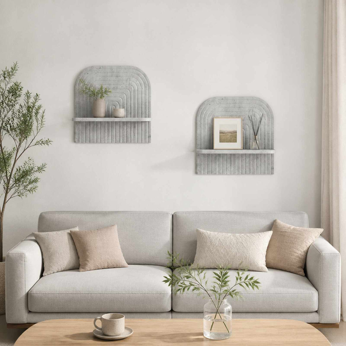 Wandplank 2 st Betongrijs 41 x 13,5 x 37,5 cm Bewerkt hout is nu te koop bij PeponiXL, paradijselijk wonen!