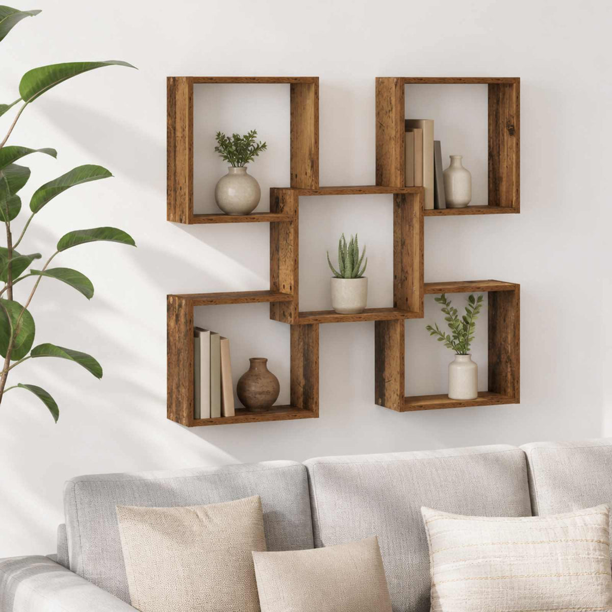 Wandplank Oud hout 99,5 x 17 x 91 cm Bewerkt hout is nu te koop bij PeponiXL, paradijselijk wonen!