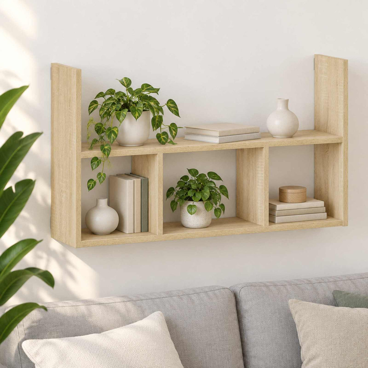 Wandplank Sonoma Eiken 78,5 x 17 x 45 cm Bewerkt hout is nu te koop bij PeponiXL, paradijselijk wonen!