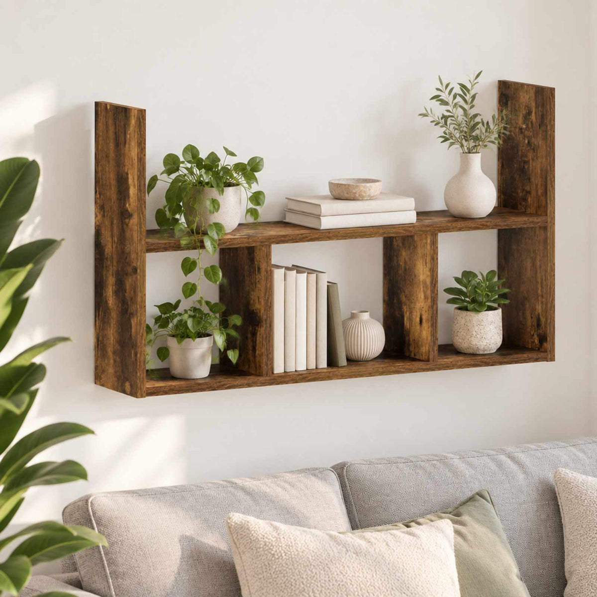 Wandplank Gerookt eiken 78,5 x 17 x 45 cm Bewerkt hout is nu te koop bij PeponiXL, paradijselijk wonen!