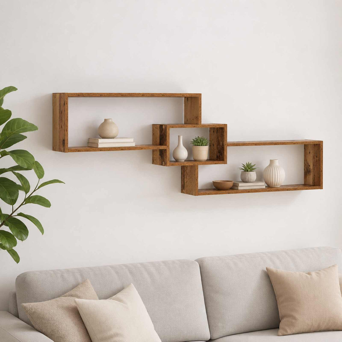 Wandplank Oud hout 158 x 17 x 53 cm Bewerkt hout is nu te koop bij PeponiXL, paradijselijk wonen!