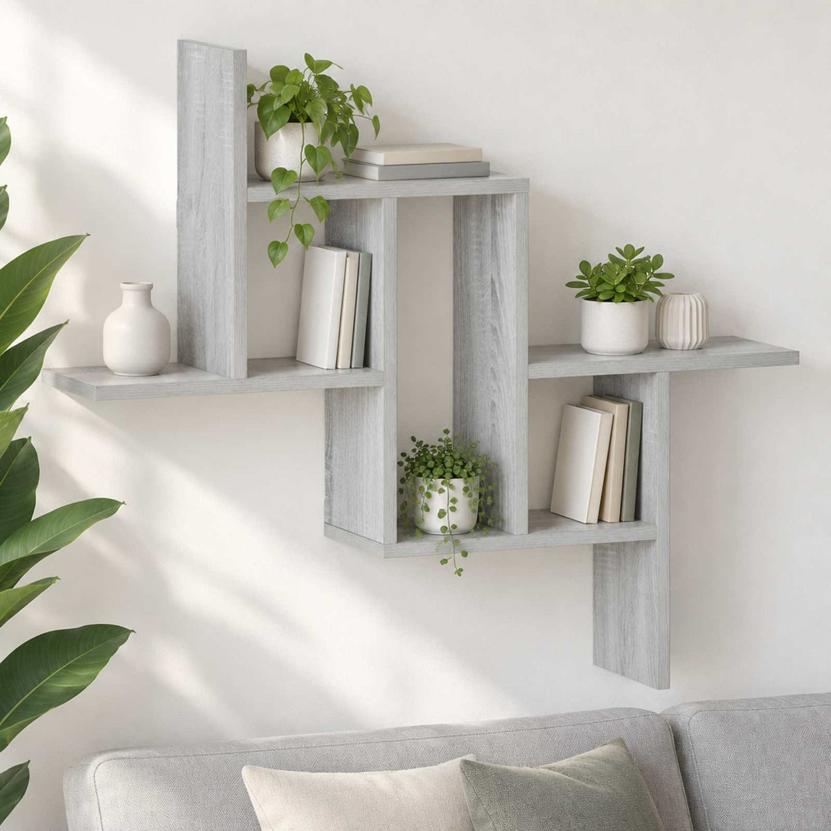 Wandplank Grijs Sonoma 87 x 17 x 75 cm Bewerkt hout is nu te koop bij PeponiXL, paradijselijk wonen!