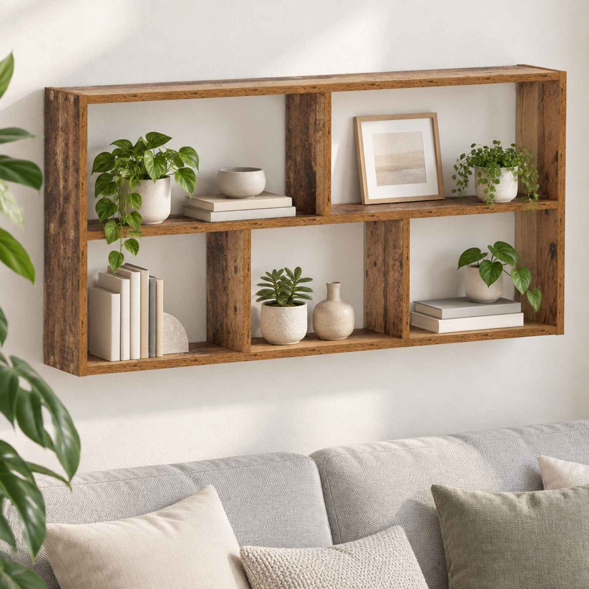 Wandplank Oud hout 102 x 17 x 50 cm Bewerkt hout is nu te koop bij PeponiXL, paradijselijk wonen!
