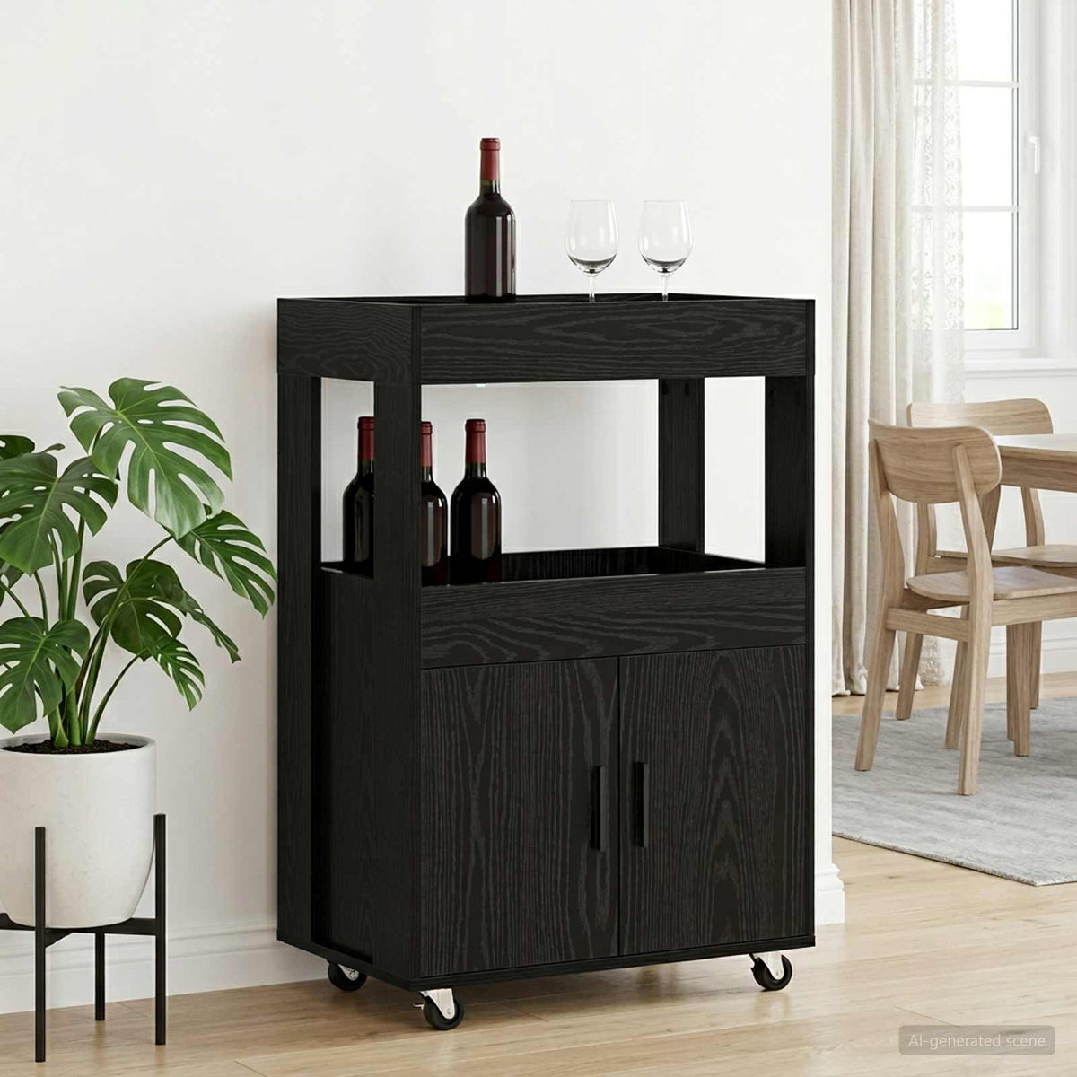 vidaXL Bar Kar Zwart eiken 60 x 39,5 x 89 cm Bewerkt hout