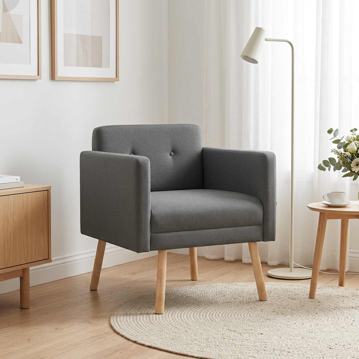 Accentstoel Donkergrijs Stof is nu te koop bij PeponiXL, paradijselijk wonen!