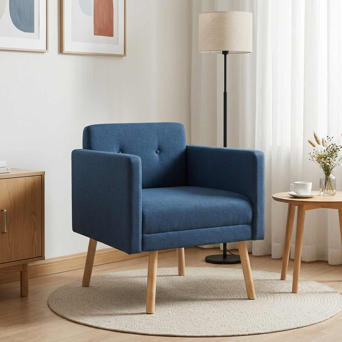 vidaXL Accentstoel Blauw Stof