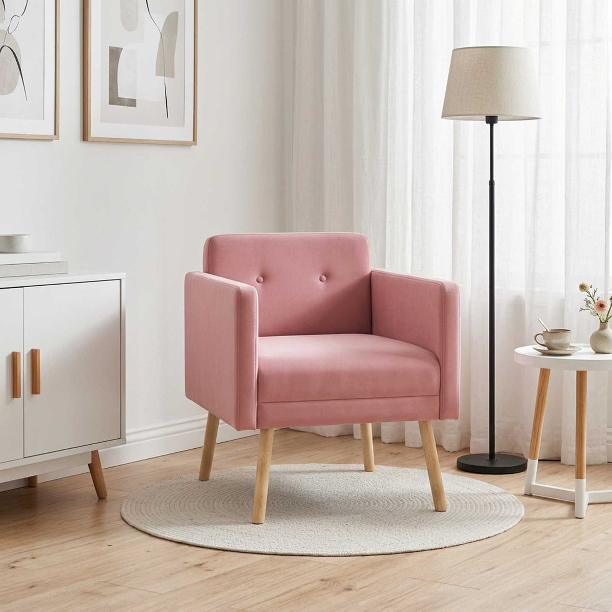 vidaXL Accentstoel Roze fluweel