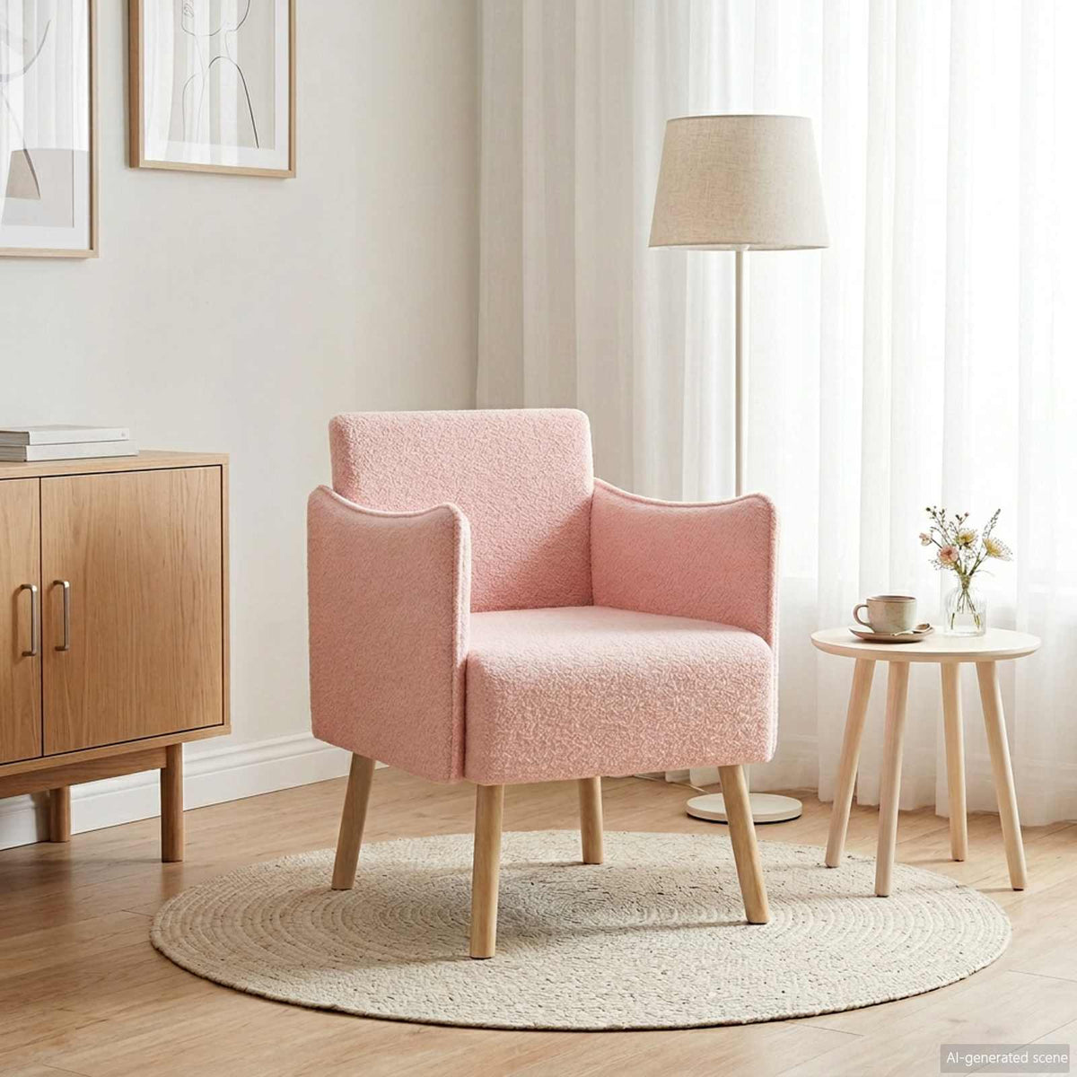 vidaXL Accentstoel Roze Bouclé