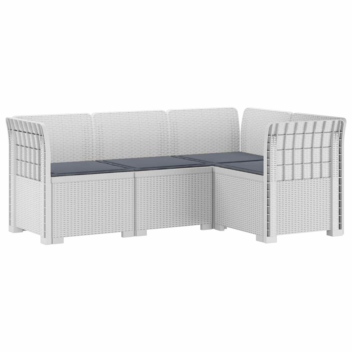 4-Zits Tuin Sofa met Kussens Rattan Look PP Wit is nu te koop bij PeponiXL, paradijselijk wonen!