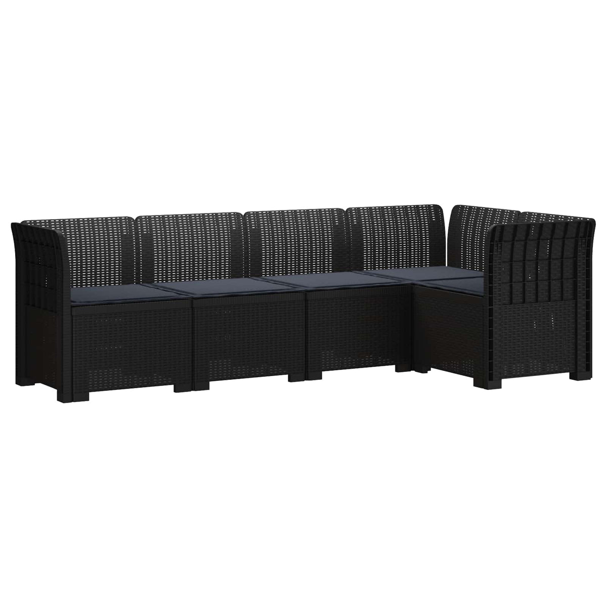 5-Zits Tuin Sofa met Kussens Rattan Look PP Antraciet is nu te koop bij PeponiXL, paradijselijk wonen!