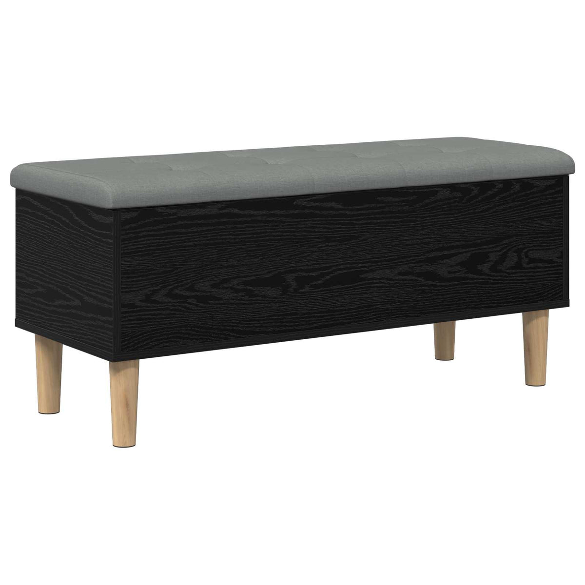 vidaXL Opbergbank met kussen Zwart eiken 102 x 42 x 46 cm Bewerkt hout