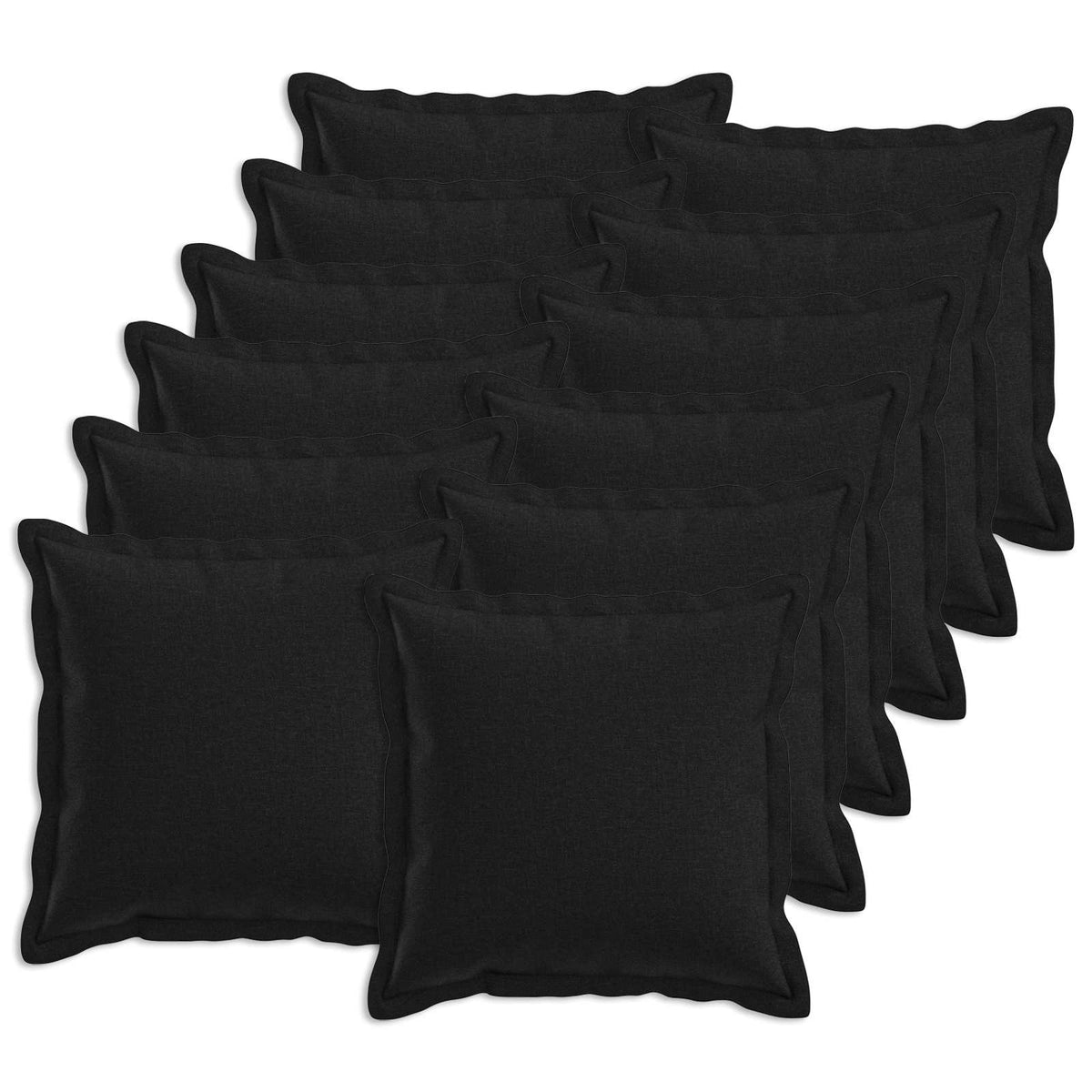 Kussen met kussen HOUTEN 12 st Zwart Faux Linnen is nu te koop bij PeponiXL, paradijselijk wonen!