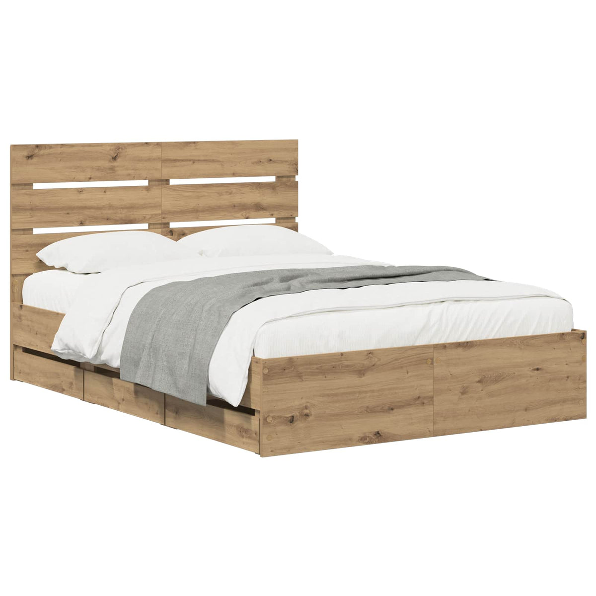 Bed Frame with Storage and Headboard Artisan Oak 160 x 200 cm is nu te koop bij PeponiXL, paradijselijk wonen!