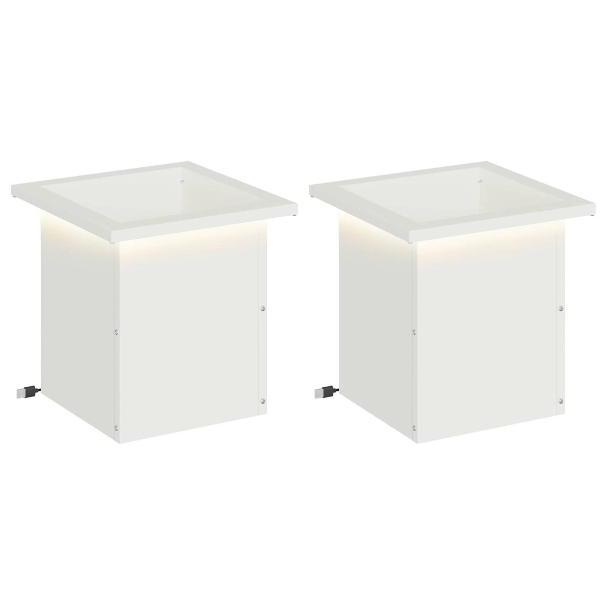 vidaXL Plantenbak met led 2 st Wit 30 x 30 x 30 cm Staal