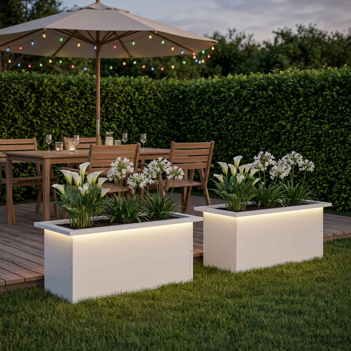 Plantenbak met led 2 st Wit 30 x 60 x 30 cm Staal is nu te koop bij PeponiXL, paradijselijk wonen!