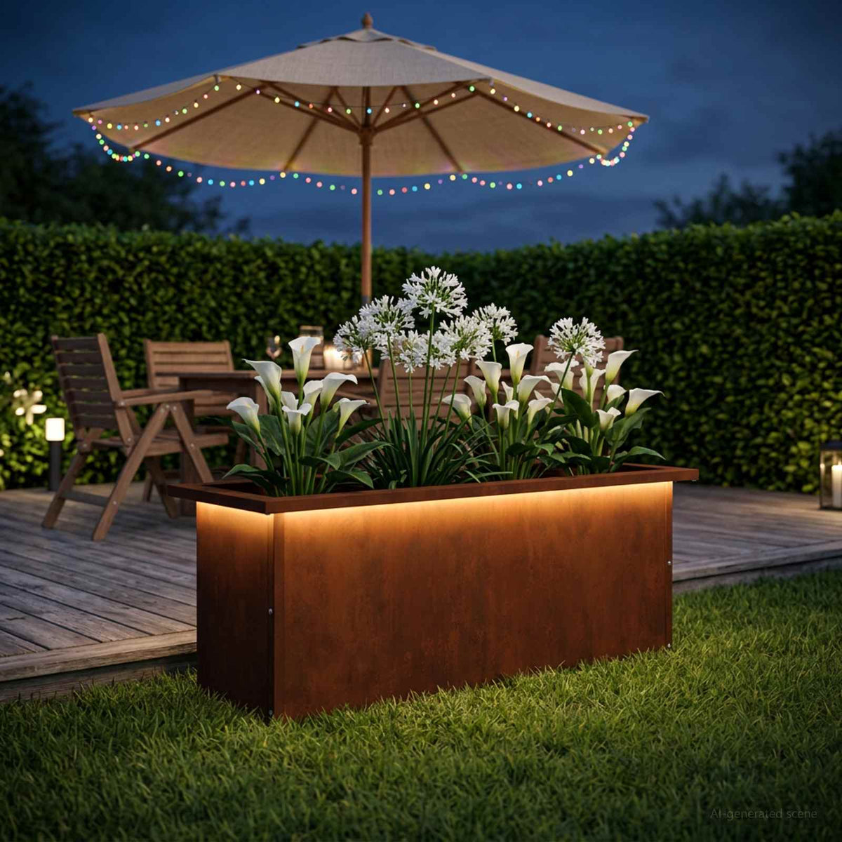 Plantenbak met led Roestkleurig 30 x 80 x 30 cm weervast staal is nu te koop bij PeponiXL, paradijselijk wonen!