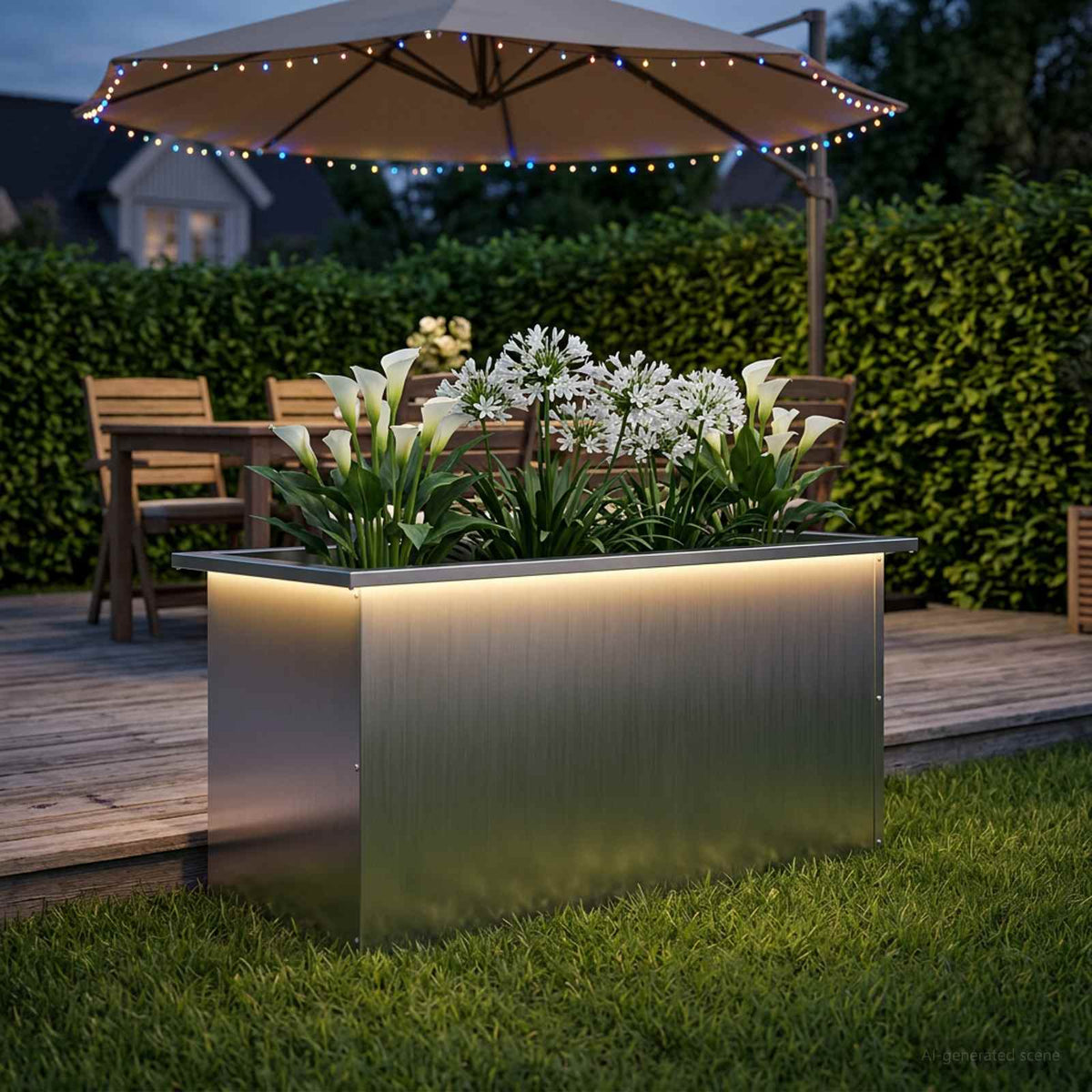 Plantenbak met led zilver 40 x 80 x 40 cm Gegalvaniseerd staal is nu te koop bij PeponiXL, paradijselijk wonen!