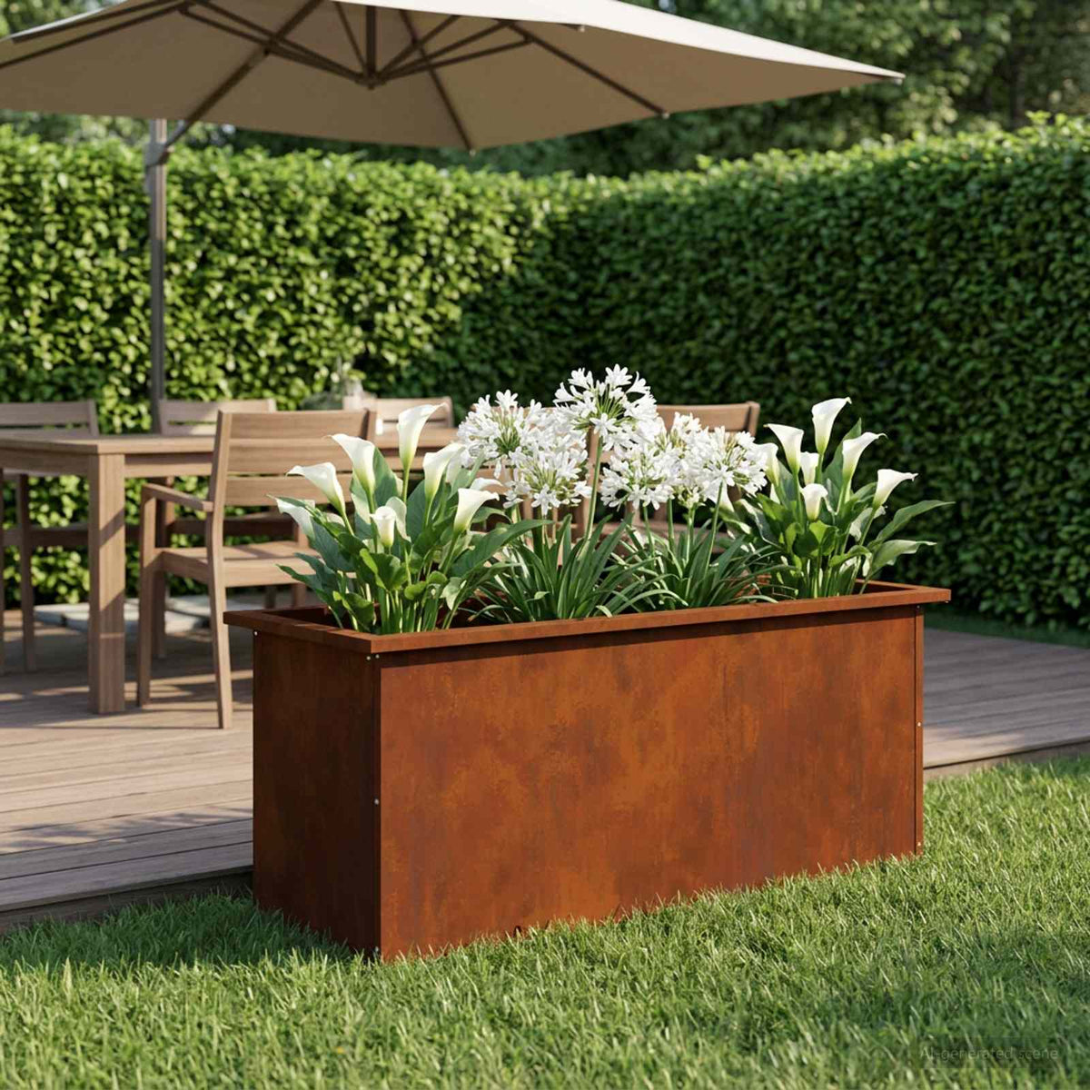 vidaXL Plantenbak met led Roestkleurig 40 x 100 x 40 cm weervast staal