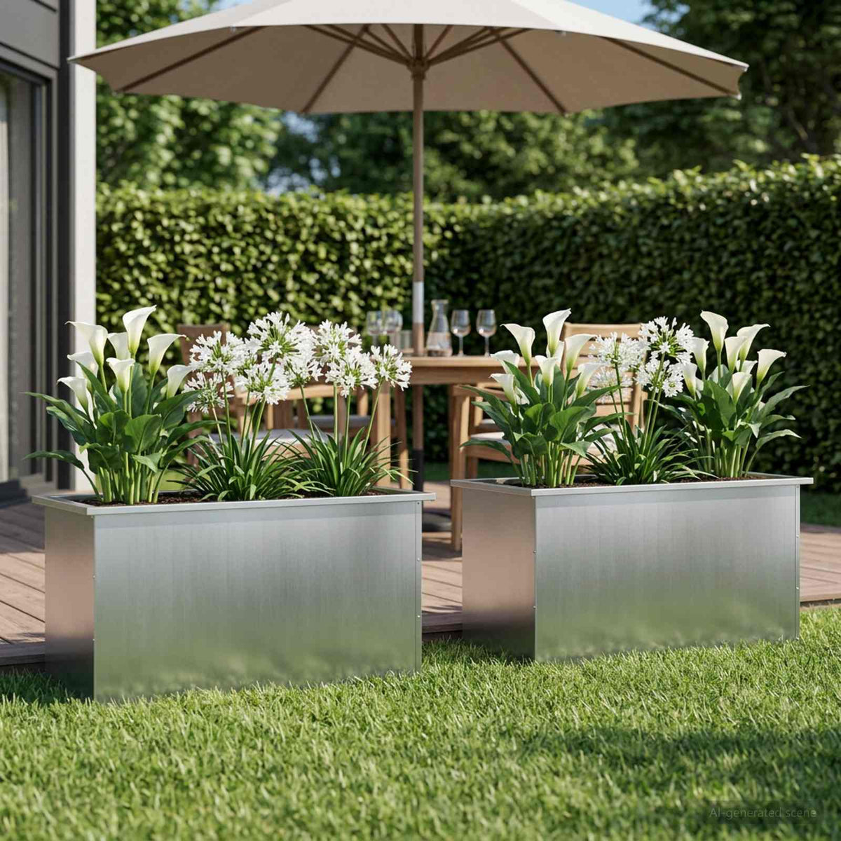 Plantenbak met led 2 st zilver 50 x 100 x 48 cm is nu te koop bij PeponiXL, paradijselijk wonen!
