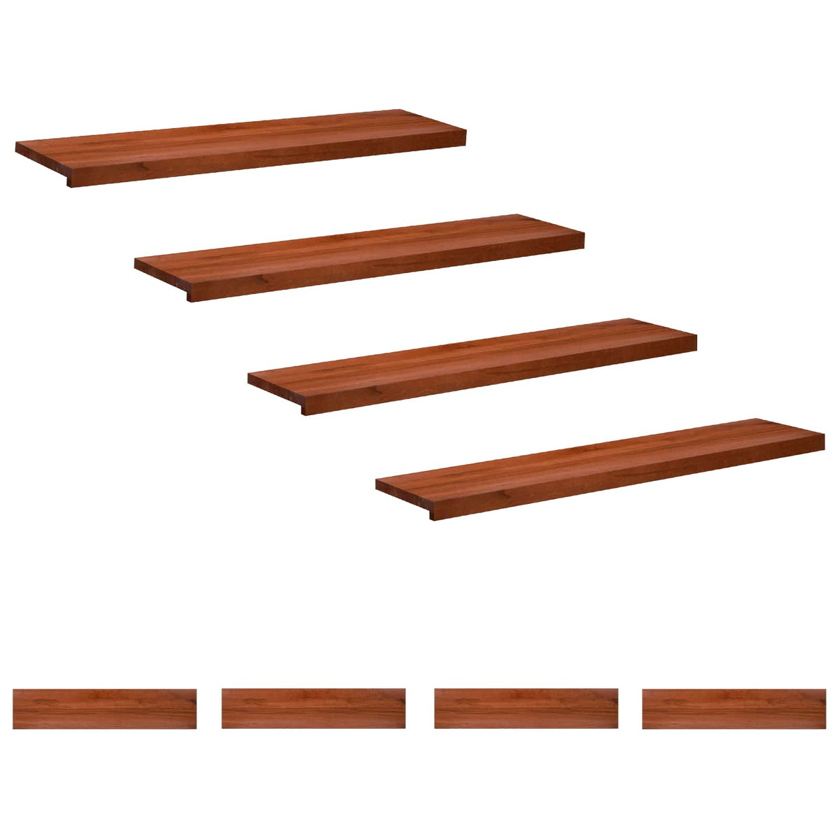 vidaXL Trapmatten 8 st Bruin 110 x 30 x 2 cm Massief beukenhout