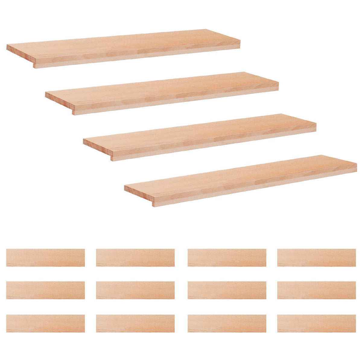 vidaXL Trapmatten 16 st Naturel 110 x 30 x 2 cm Massief beukenhout