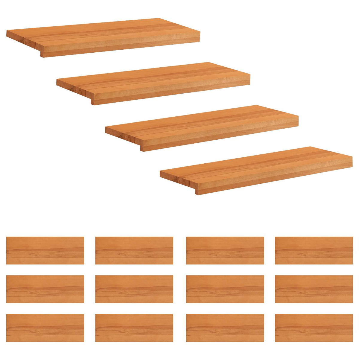 Trapmatten 16 st Licht Bruin 70 x 30 x 2 cm Massief beukenhout is nu te koop bij PeponiXL, paradijselijk wonen!