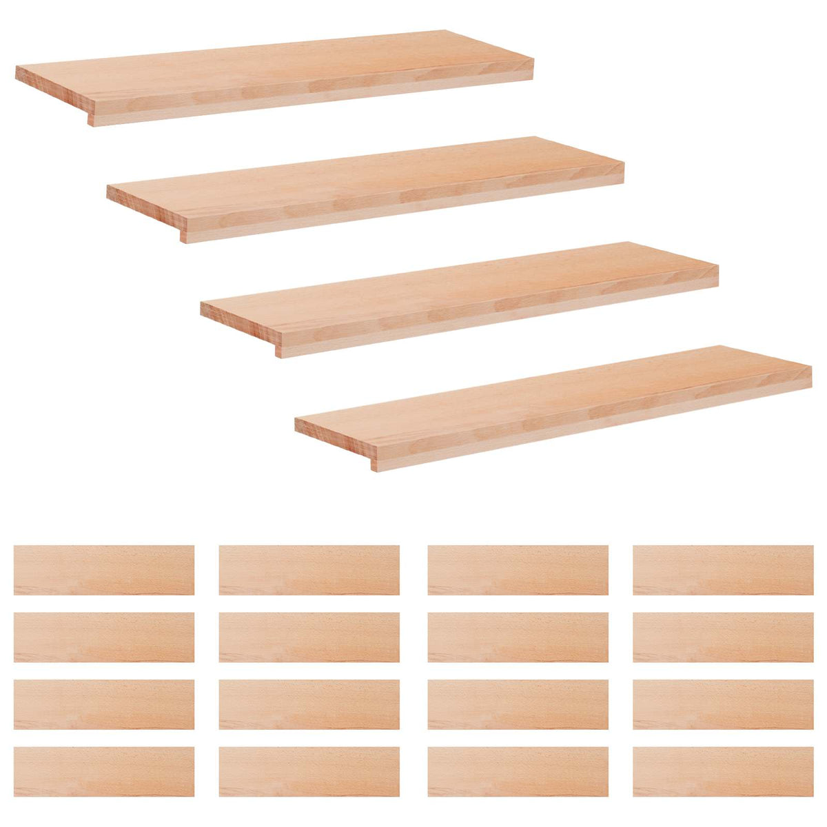 vidaXL Trapmatten 20 st Naturel 100 x 25 x 2 cm Massief beukenhout