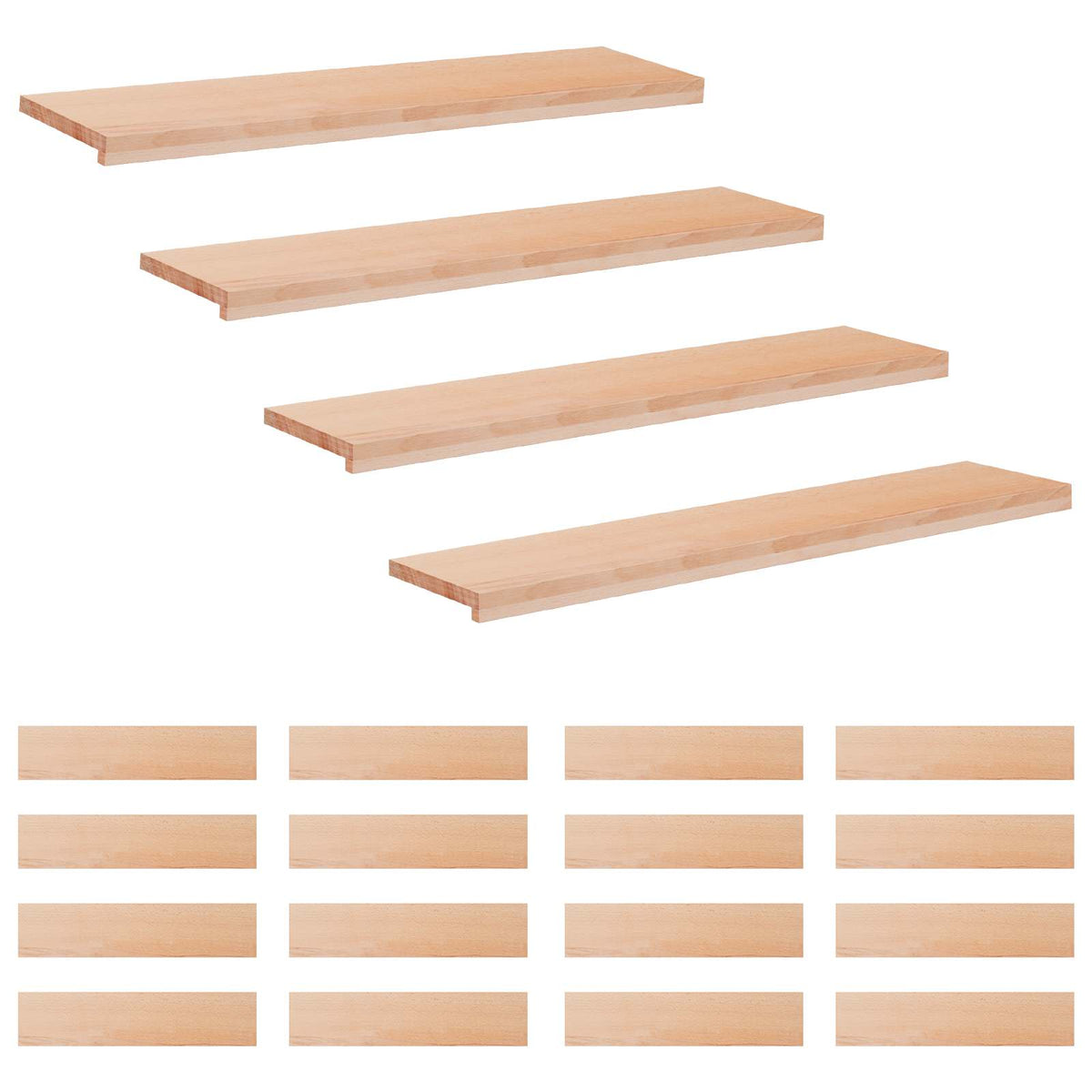 vidaXL Trapmatten 20 st Naturel 110 x 30 x 2 cm Massief beukenhout