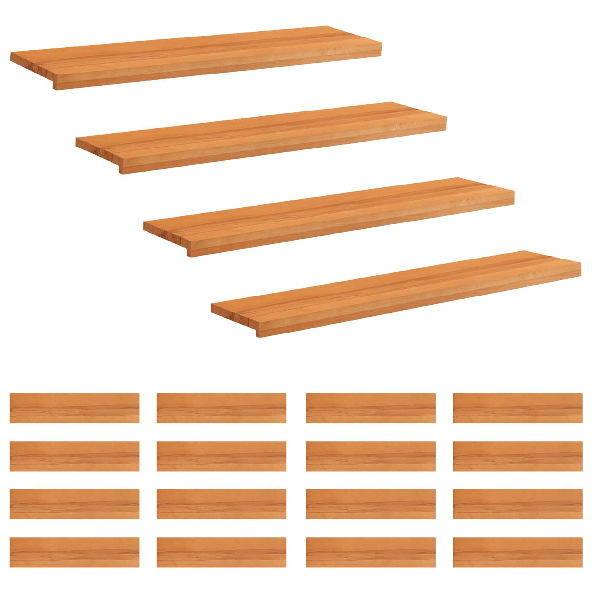 vidaXL Trapmatten 20 st Licht Bruin 110 x 30 x 2 cm Massief beukenhout