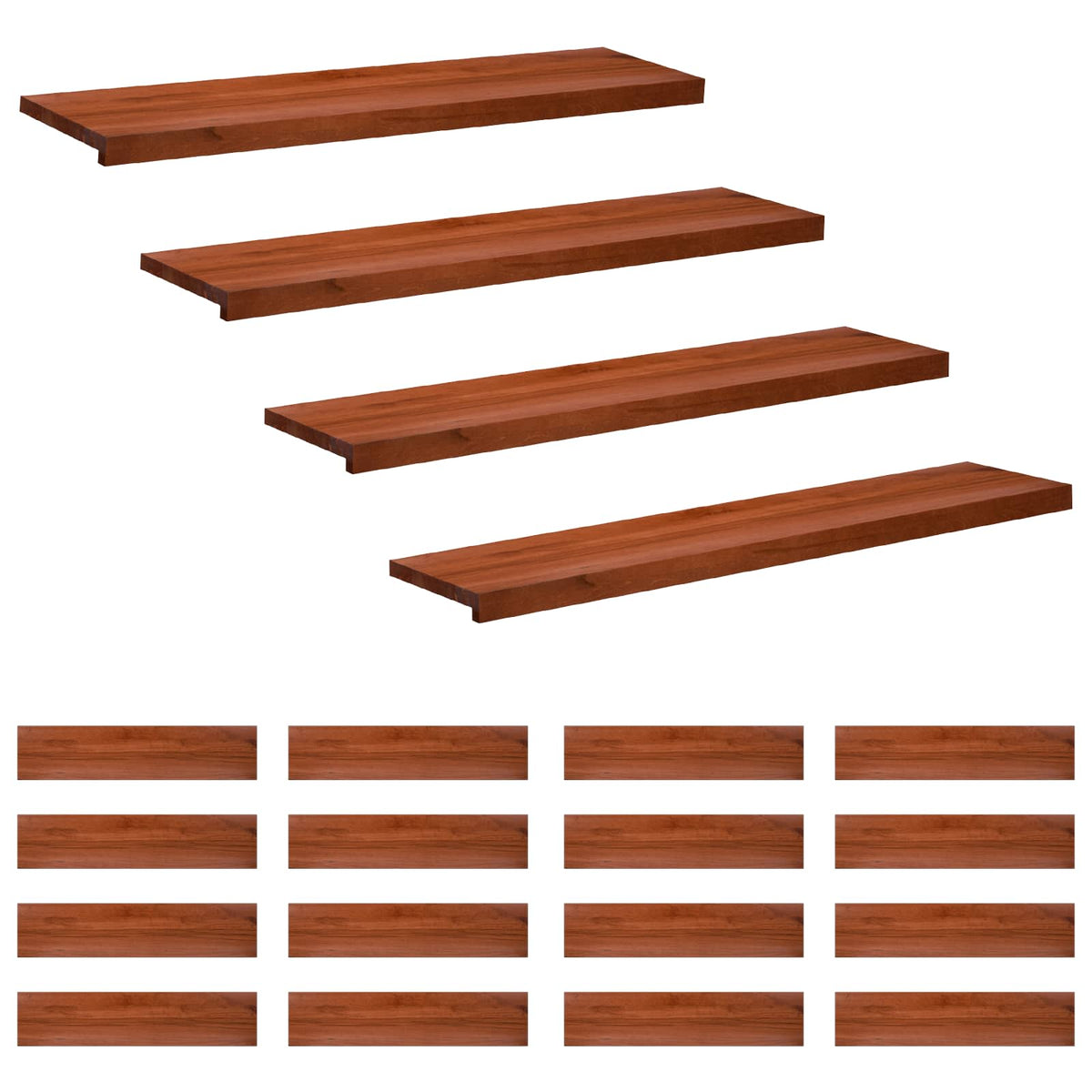 vidaXL Traplopers 20 st 120 x 25 x 2 cm Bruin Massief beukenhout
