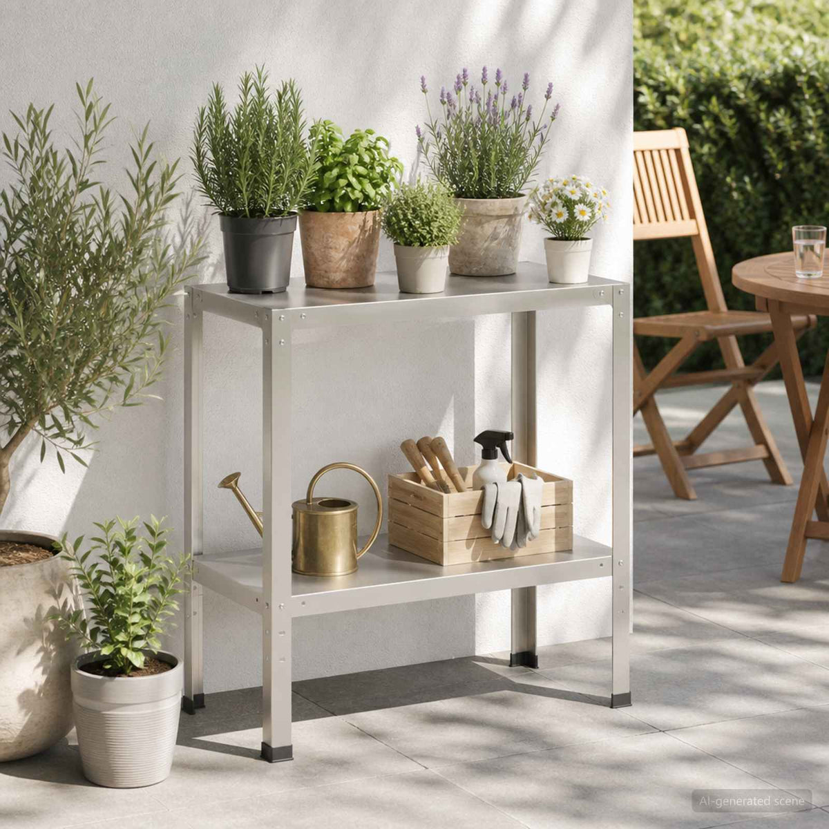 Planttafel 100 x 40 x 80 cm Roestvrij staal zilver is nu te koop bij PeponiXL, paradijselijk wonen!