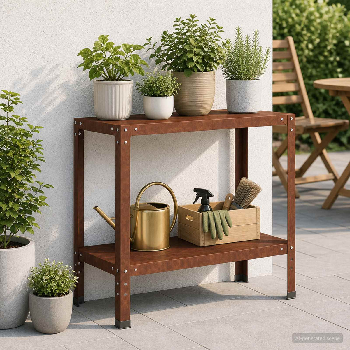 Planttafel 100 x 40 x 80 cm weervast staal Roestkleurig is nu te koop bij PeponiXL, paradijselijk wonen!